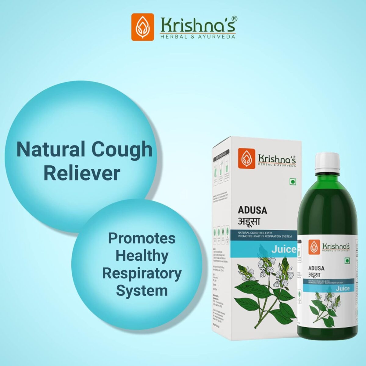 Krishna's Malabar Nut, Adusa Juice For Better Breathing, Urine Problem with Magical Benefits - (500 ml) - Image 2