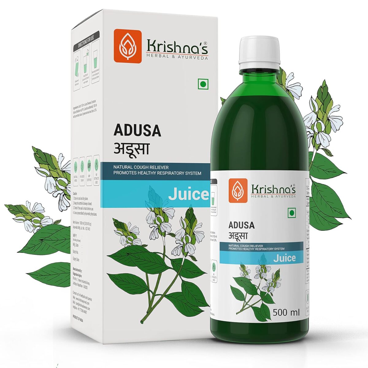 Krishna's Malabar Nut, Adusa Juice For Better Breathing, Urine Problem with Magical Benefits - (500 ml) - Image 6