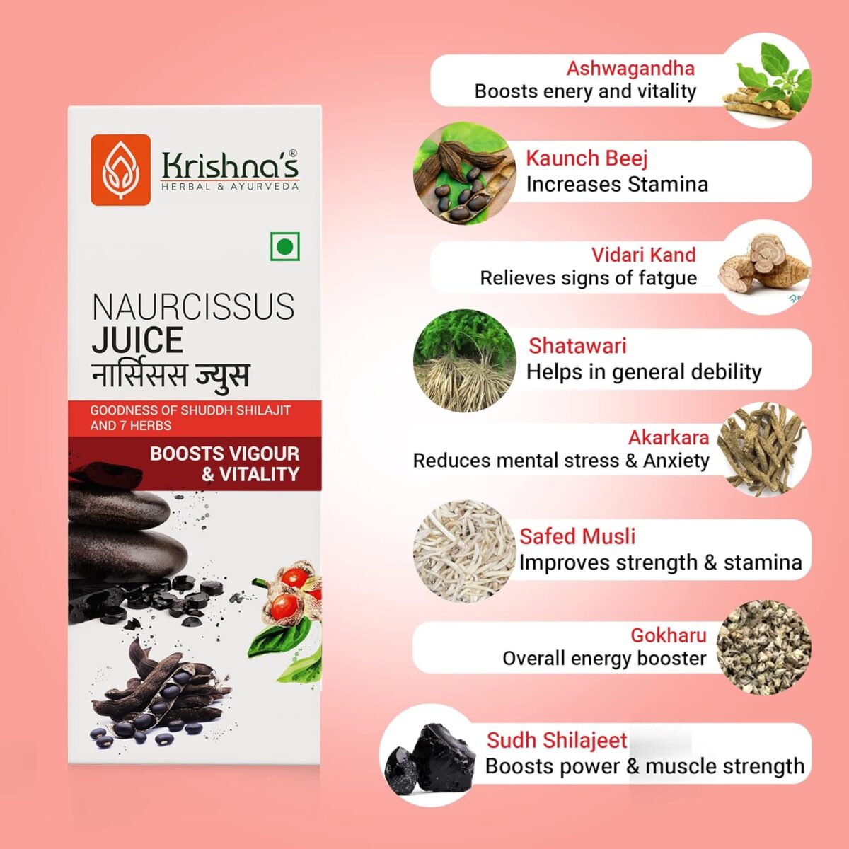 Krishna's Naurcissus Juice - (500 ML) For Energy Booster - Image 3
