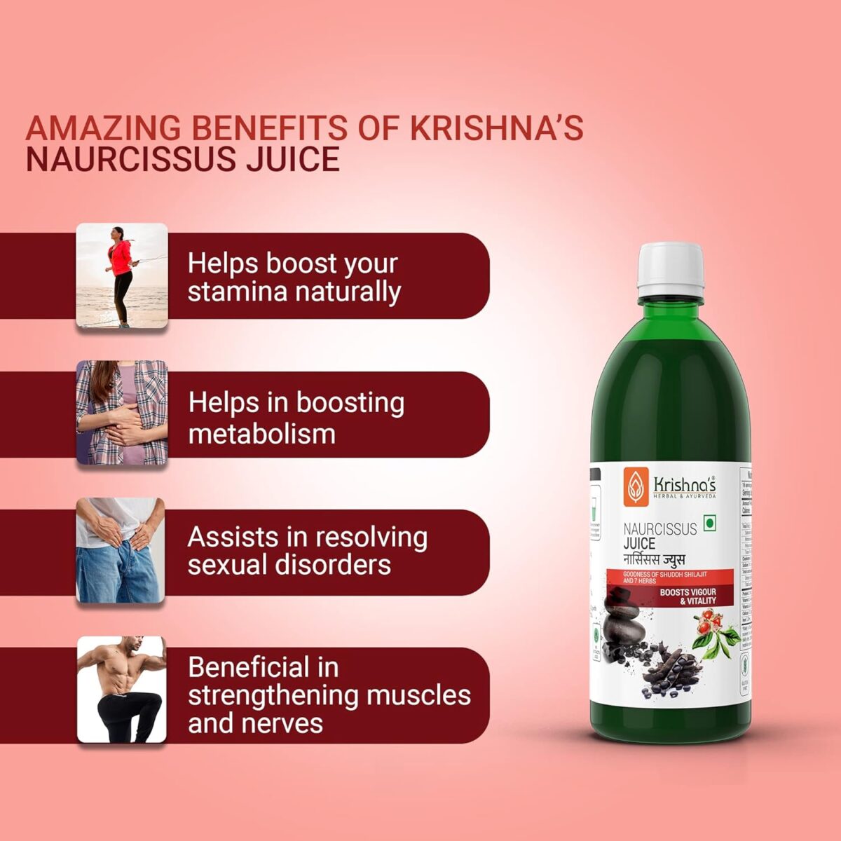 Krishna's Naurcissus Juice - (500 ML) For Energy Booster - Image 4
