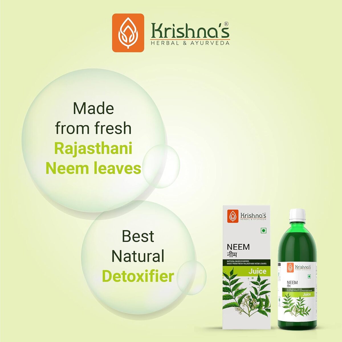Krishna's Neem Juice - 500 ml 2 Krishna's Neem Juice - (500 ML) For Pimples, Improves The Skin Complexion - Image 2
