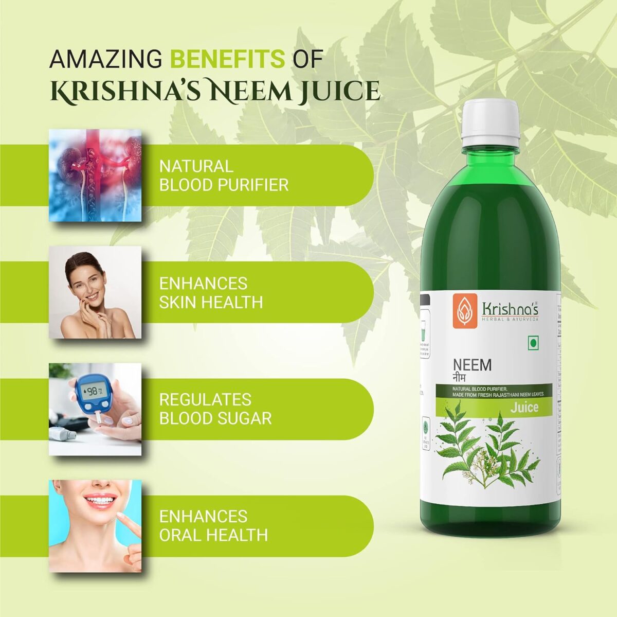 Krishna's Neem Juice - 500 ml 3 Krishna's Neem Juice - (500 ML) For Pimples, Improves The Skin Complexion - Image 3