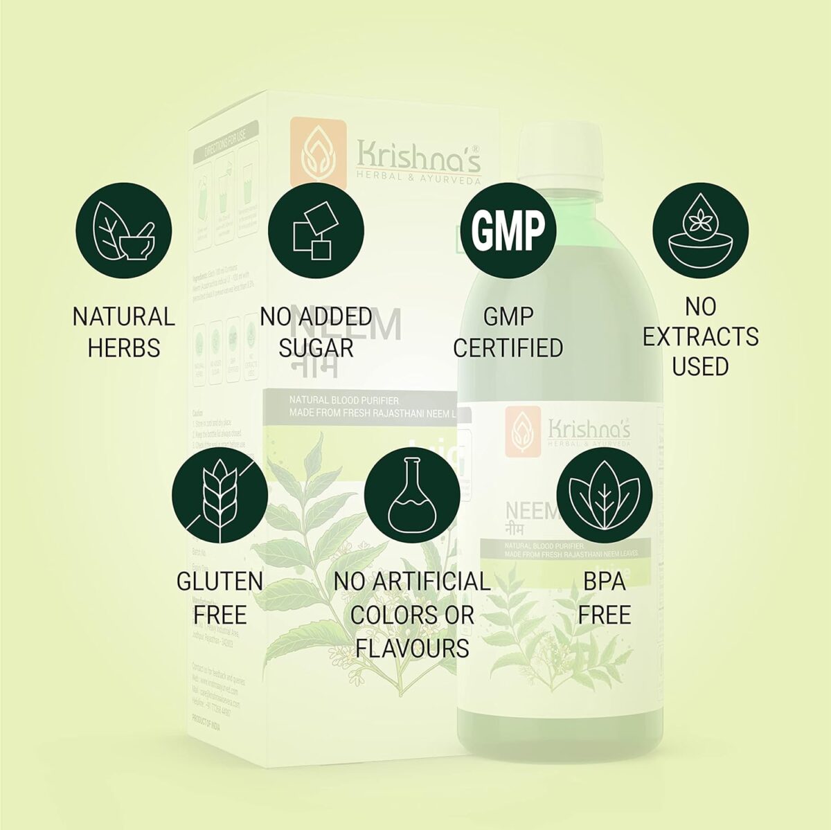 Krishna's Neem Juice - 500 ml 7 Krishna's Neem Juice - (500 ML) For Pimples, Improves The Skin Complexion - Image 7