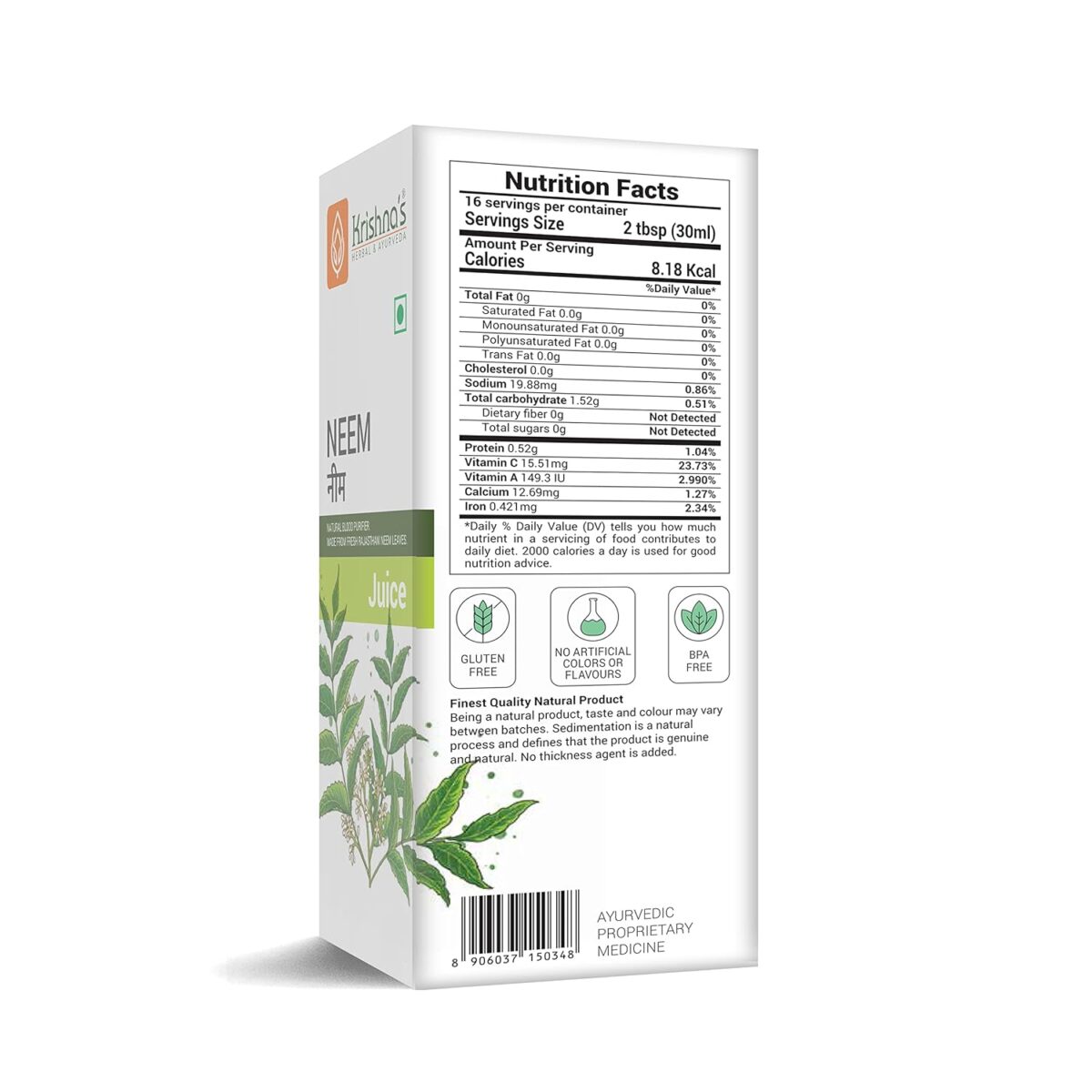 Krishna's Neem Juice - 500 ml 8 Krishna's Neem Juice - (500 ML) For Pimples, Improves The Skin Complexion - Image 8