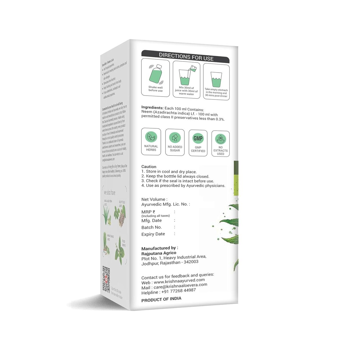 Krishna's Neem Juice - 500 ml 9 Krishna's Neem Juice - (500 ML) For Pimples, Improves The Skin Complexion - Image 9