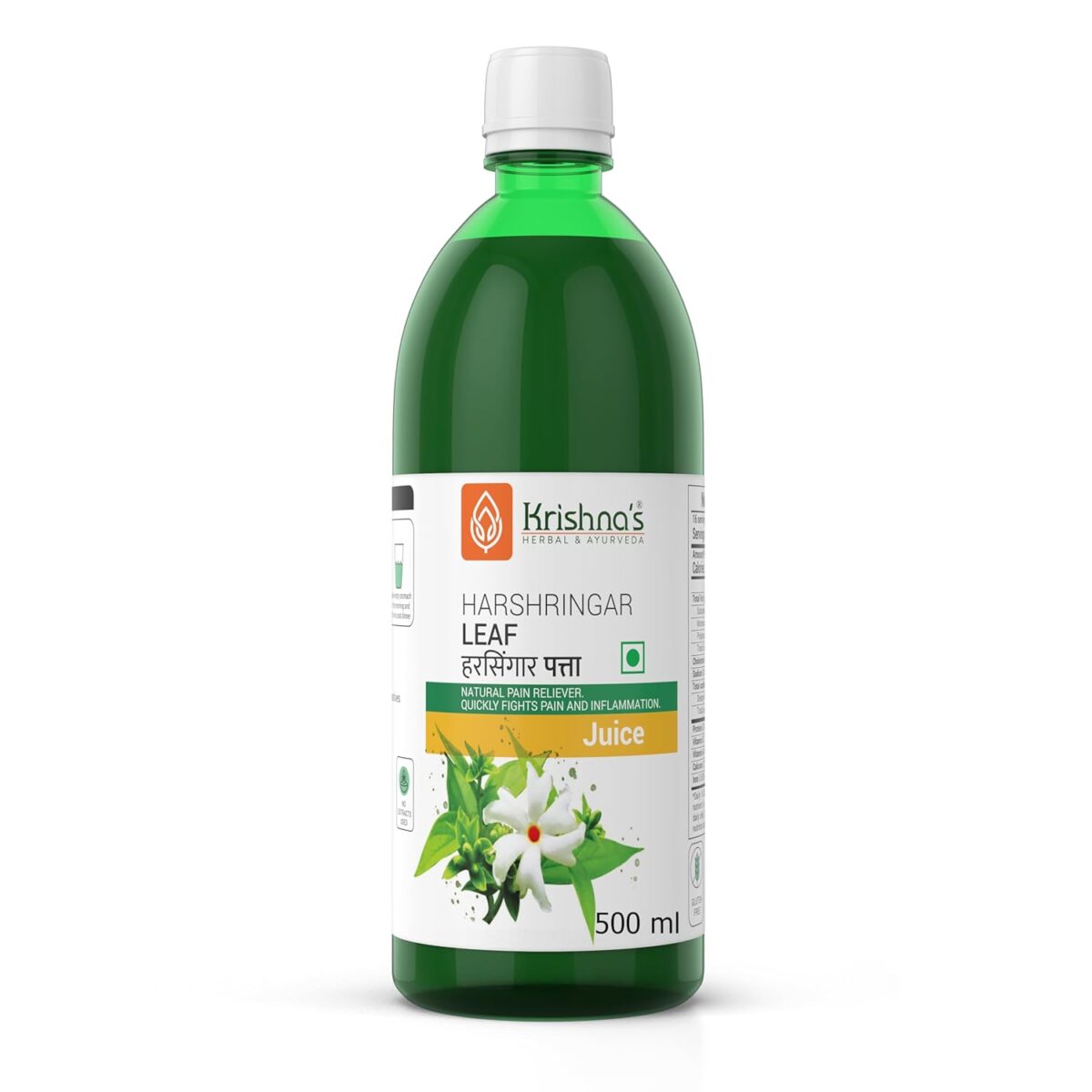 Krishna's Night Jasmine Parijat Harshringar Leaf Juice - 500 ml 2 Krishna's Night Jasmine Parijat Harshringar Leaf Juice - (500 ML) - Image 2