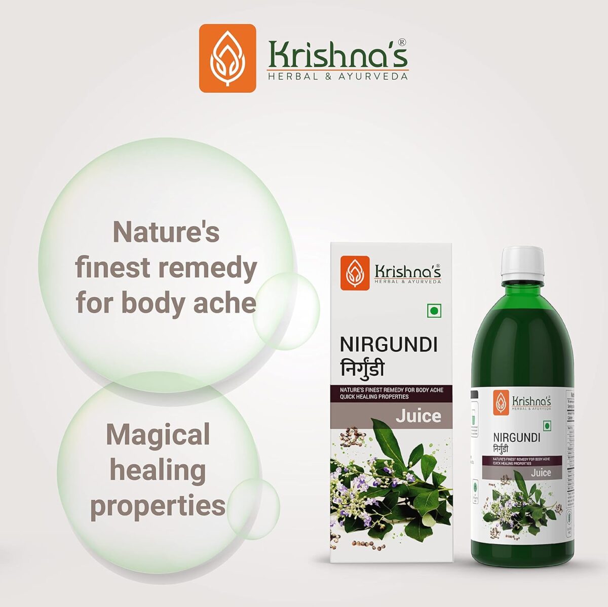 Krishna's Nirgundi Swaras - (500 ML) For Headache, Swelling - Image 2