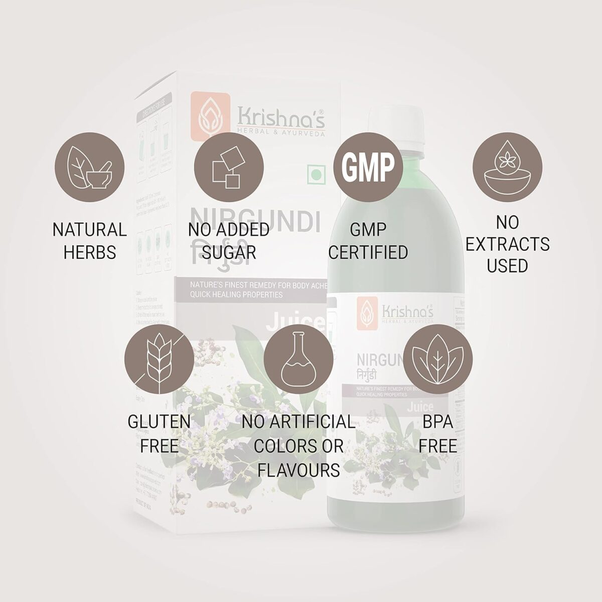 Krishna's Nirgundi Swaras - (500 ML) For Headache, Swelling - Image 7