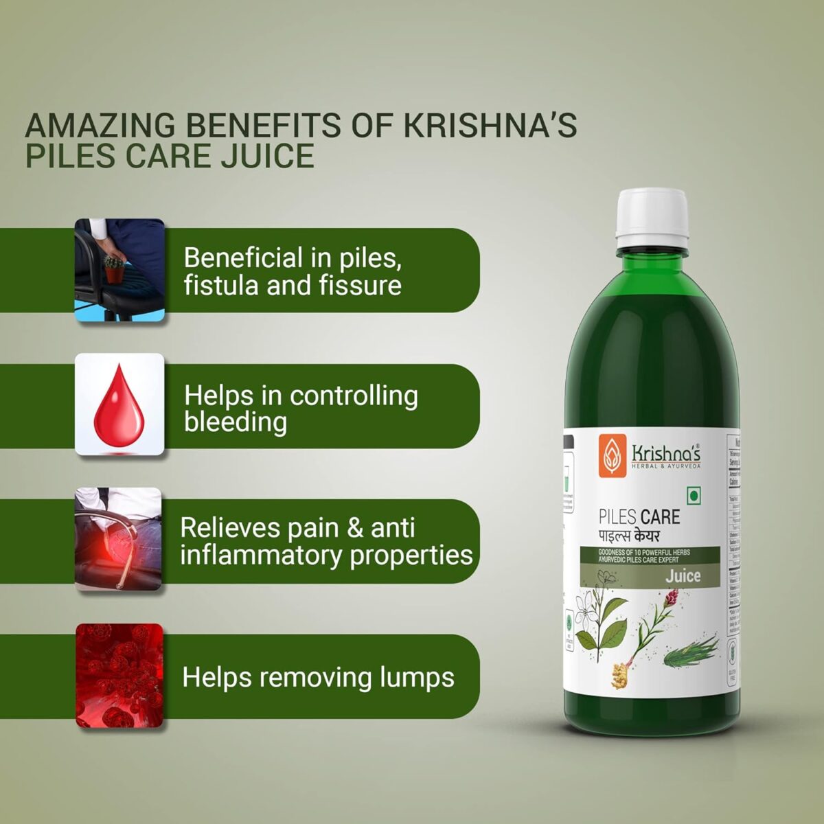 Krishna's Piles Care Juice - (500 ML) For Piles, Relives Pain - Image 4