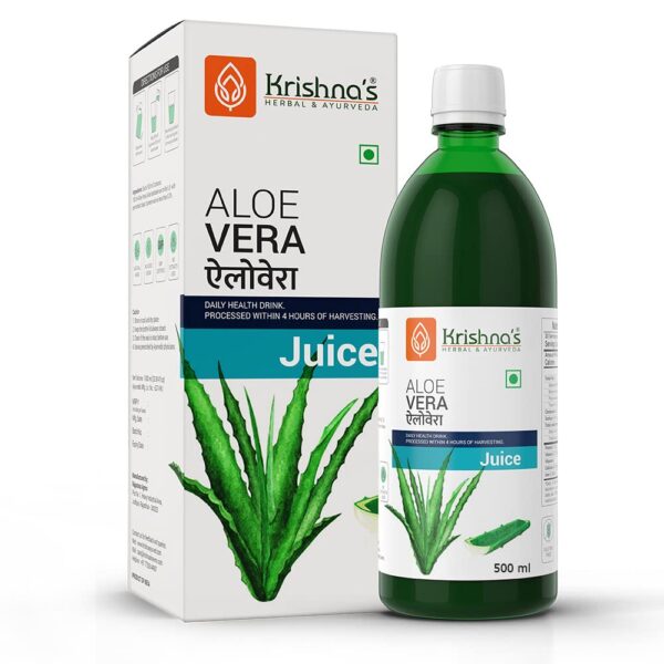Krishna's Pulpy Aloe Vera Juice - (500 ML) For Supports Immune System, Acne, Pimples