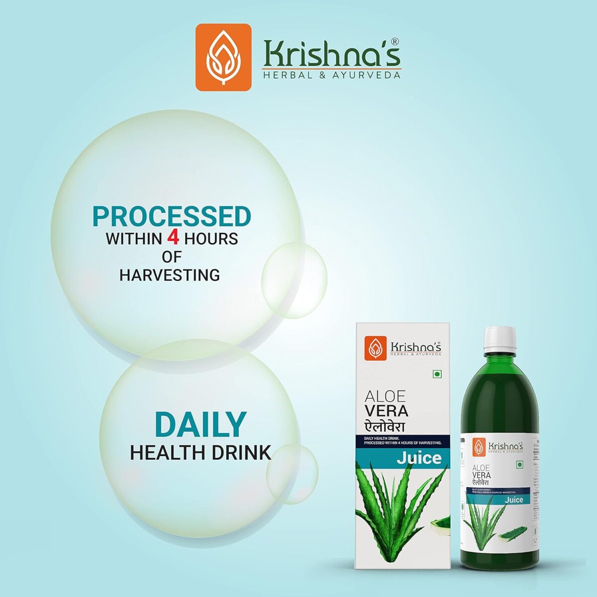 Krishna's Pulpy Aloe Vera Juice - (500 ML) For Supports Immune System, Acne, Pimples - Image 2