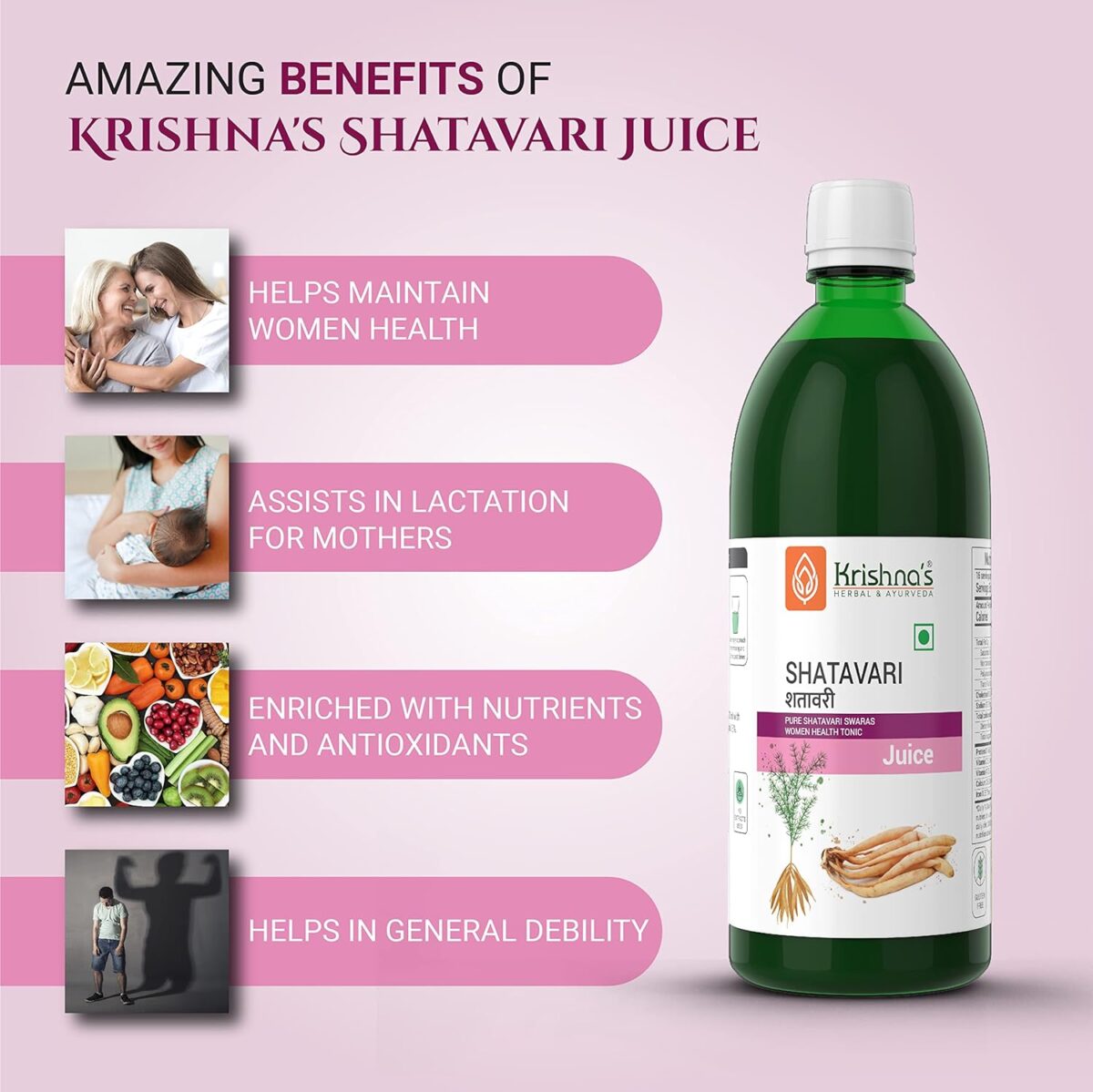 Krishna's Shatavari Juice (500 ML) For Improves The Immune System - Image 3