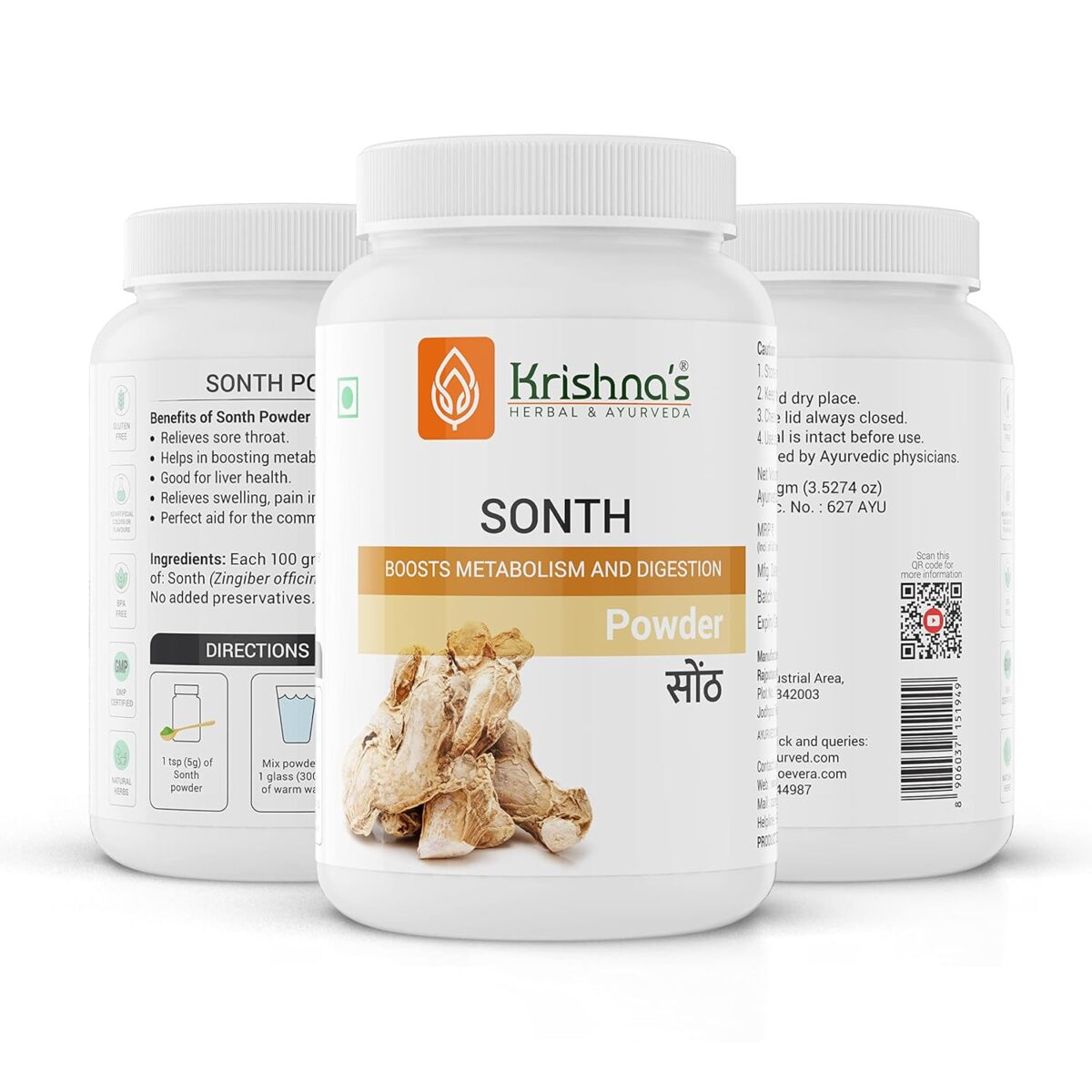 Krishna's Sonth (Dried Ginger) Powder - (100 Gm) For Gastrointestinal, Digestion - Image 5