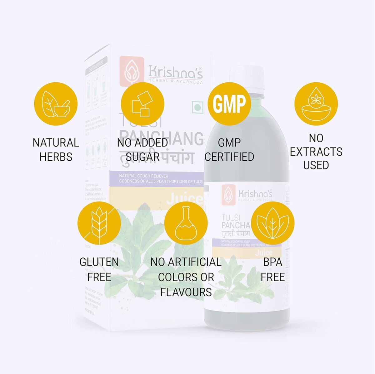 Krishna's Tulsi Panchang Juice - 500 ml 6 Krishna's Tulsi Panchang Juice - (500 ML) For Cough Reliever - Image 6