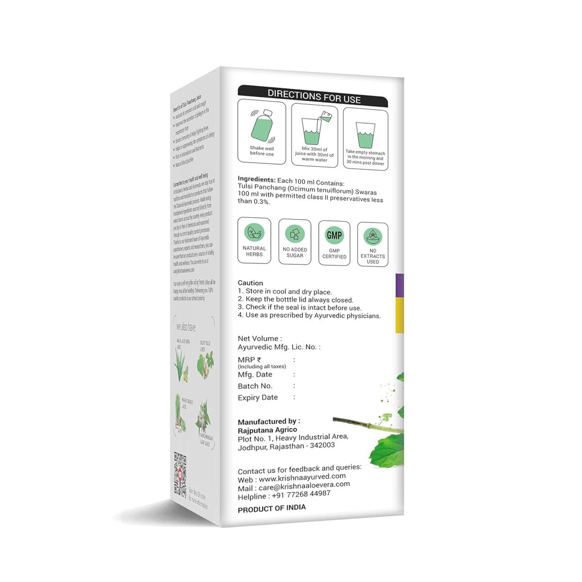 Krishna's Tulsi Panchang Juice - 500 ml 8 Krishna's Tulsi Panchang Juice - (500 ML) For Cough Reliever - Image 8