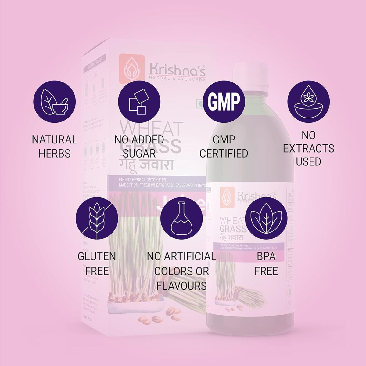 Krishna's Wheatgrass Juice - (500 ML) For Blood Pressure, Liver Function - Image 7