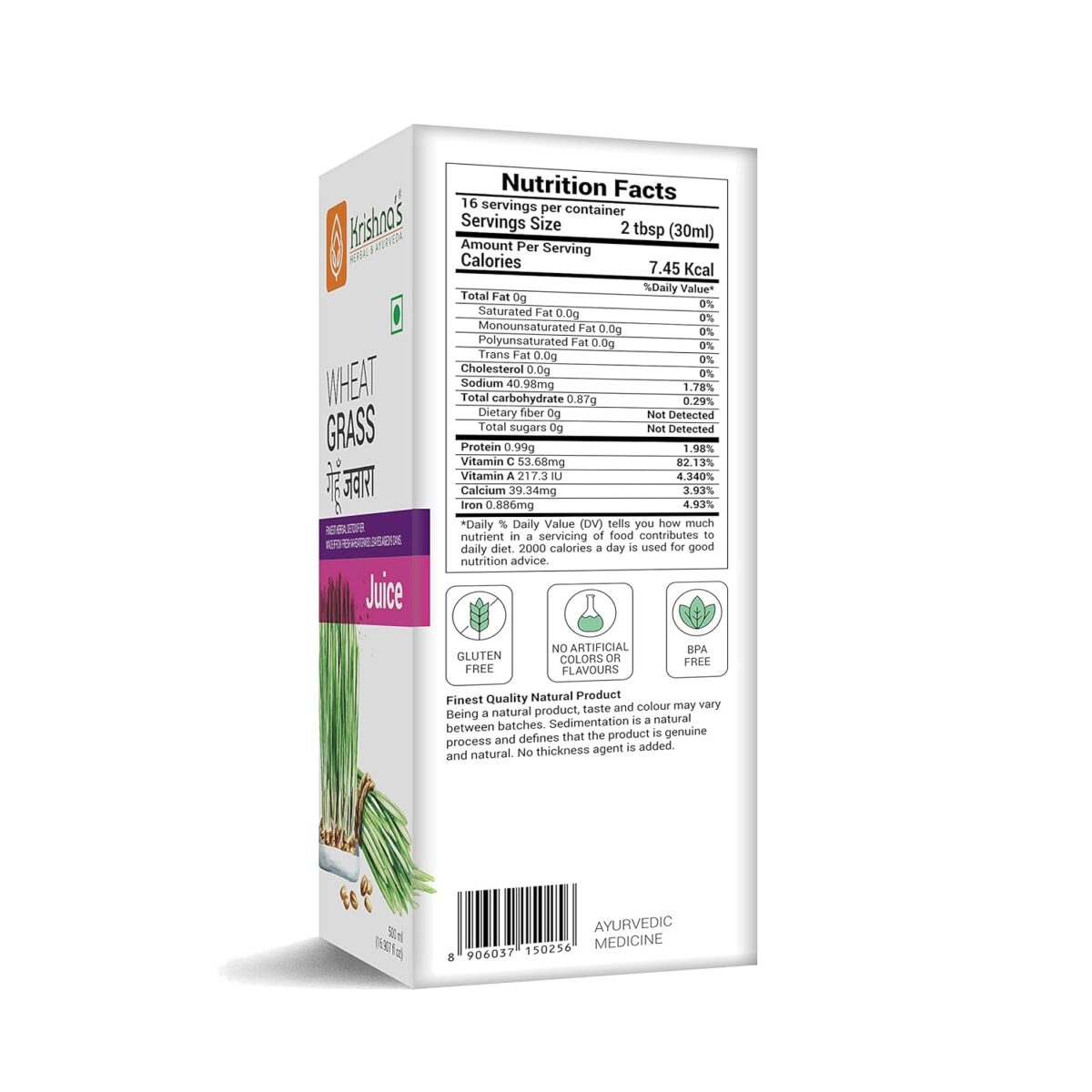 Krishna's Wheatgrass Juice - (500 ML) For Blood Pressure, Liver Function - Image 8