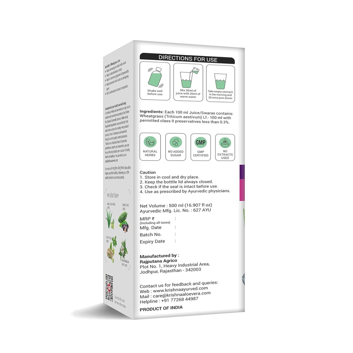 Krishna's Wheatgrass Juice - (500 ML) For Blood Pressure, Liver Function - Image 9