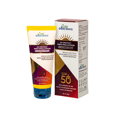 LDD Bioscience UV-Protect Anti-Pollution SPF 50+ Sunscreen Cream (50gm) For Sunburn, Wrinkles