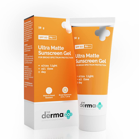 The Derma Co Ultra Matte Sunscreen Gel with SPF 60 (50gm) For Sun Damage, Pigmentation