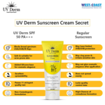 West-Coast UV Derm Sunscreen Cream SPF 50 PA+++ (75gm) For Remove Dead Skin Cells - Image 4
